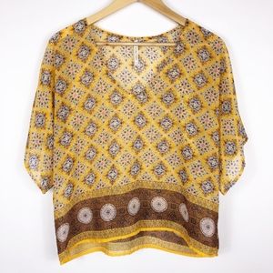 Peppermint USA Yellow Sheer Popover Top